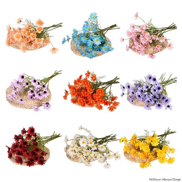 

artificial daisy wedding bridal bouquet home decor small fake flowers white yellow purple simulation 2021 decorative & wreaths