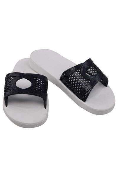 

women's white mesh slippers, Black