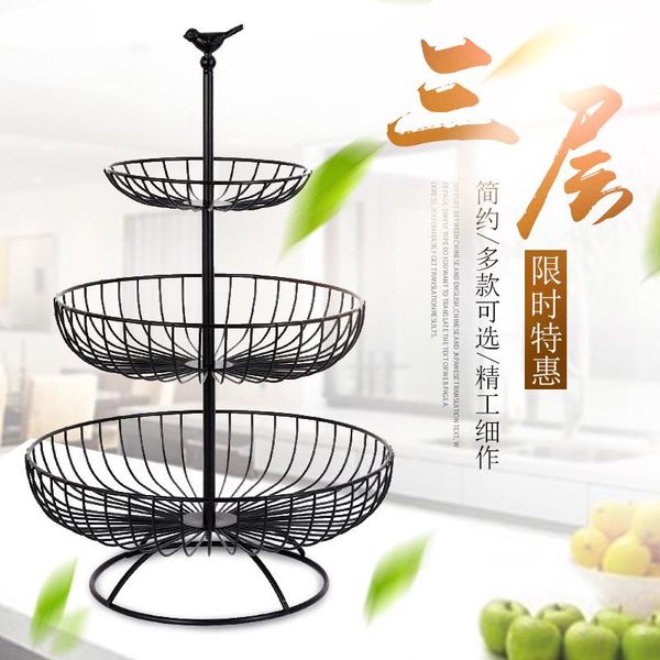 

storage bottles & jars modern living room creative iron fruit basket household three layer plate multi dry snack