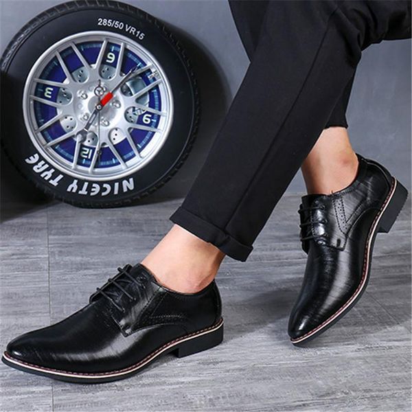 

dress shoes men's fashion classic simple lightweight casual extra large size business leather, Black