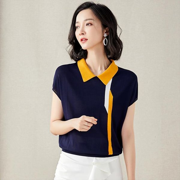 

knitted pullovers women summer womens sweater jumper ice silk short sleeve casual patchwork thin pull femme woman knit, White;black