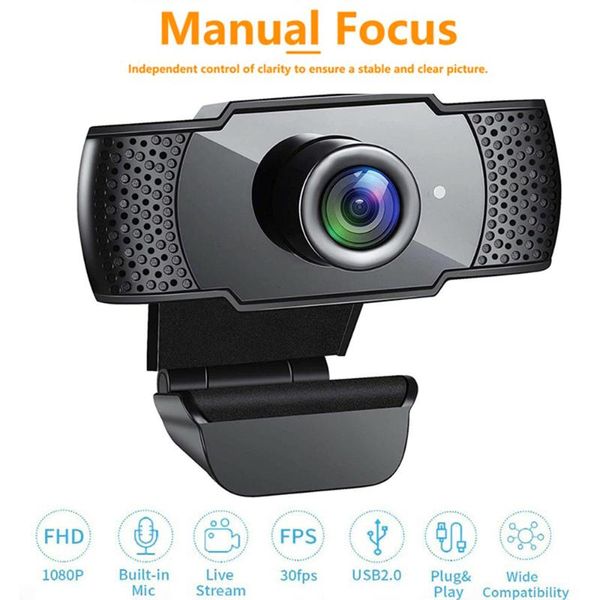 

webcams usb webcam 1080p hd pc computer camera with microphone for meeting office household video recording live streaming