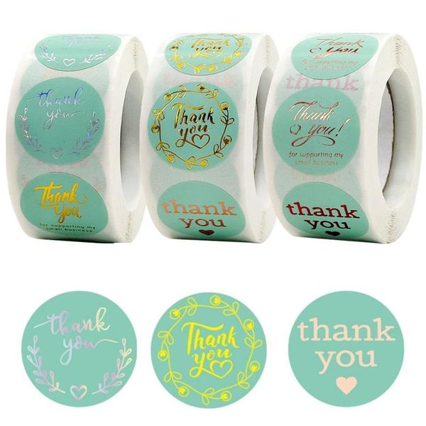 

gift wrap 500pcs/roll thank you for supporting my business kraft paper sticker gold foil round label small shop handmade