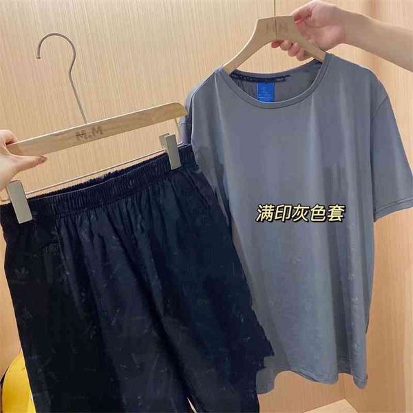 

2021 summer new men's manyin xiaodijia t-shirt and shorts set, White;black