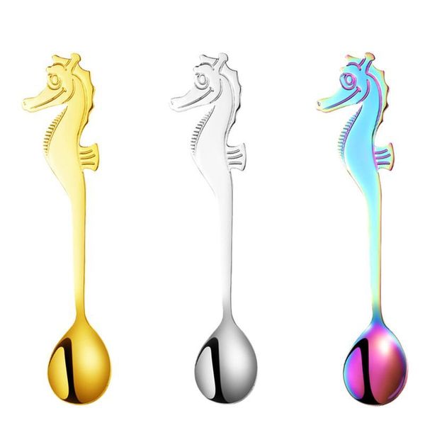 

spoons 3 pcs hippocampus pastry stainless steel rust-proof scoops fruit