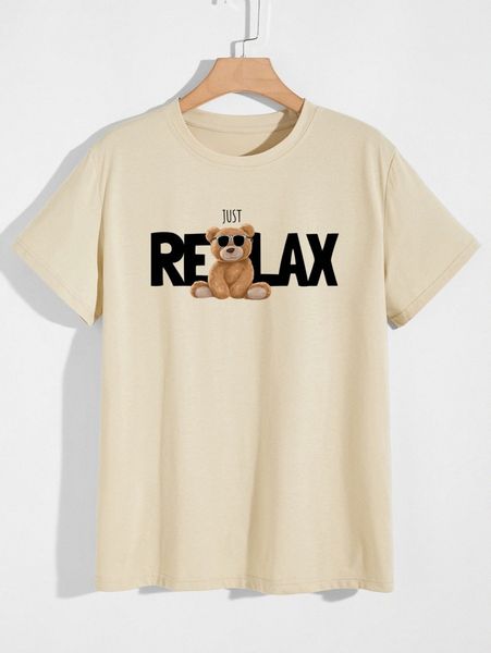 

men cartoon bear and slogan graphic tee t7vw#, White;black