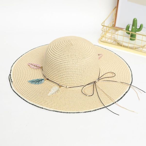 

wide brim hats fashion sun for women girls floppy straw hat summer bohemia beach cap ribbon chapeau femme, Blue;gray