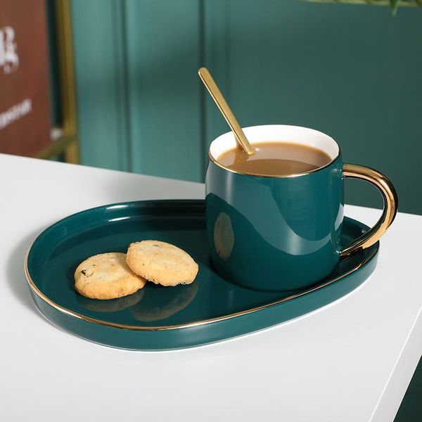 

mugs ns net red light luxury nordic retro emerald phnom penh coffee milk cup dish snack plate set gift box ceramic