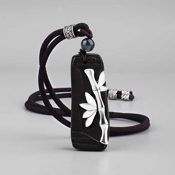 

pendant necklaces yizizai retro ethnic tibetan bead black sandalwood necklace silver color bamboo for men women handmade jewelry