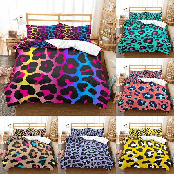 Домашняя текстильная роскошь 3D леопардовый принт 2 / 3шт. Удобное одеяло для одежды наволочка для одежды. Квинс и король EU / US / AU Размер 210615