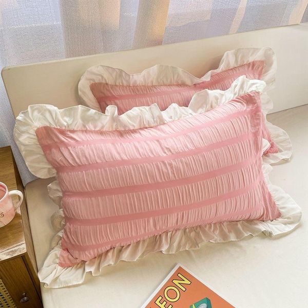 

pillow case 48x74cm pink princess style pillowcase girl heart cute solid color korean
