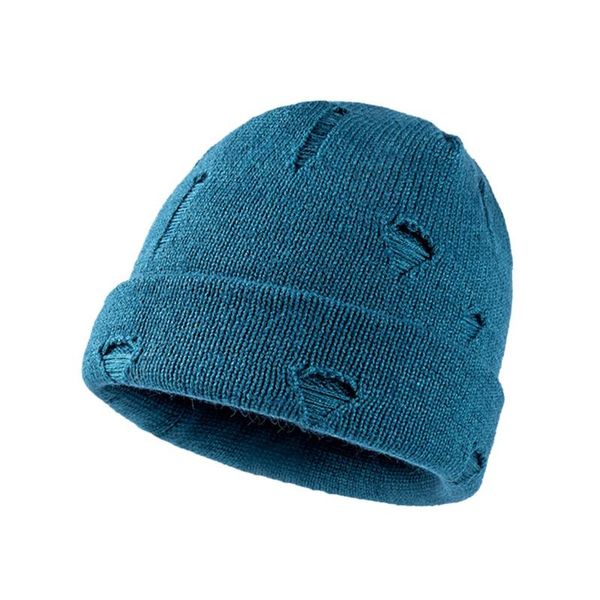 

beanies fashion casual ripped woolen hat solid warm outdoor knitted all match stretchy design cap men decor accessory