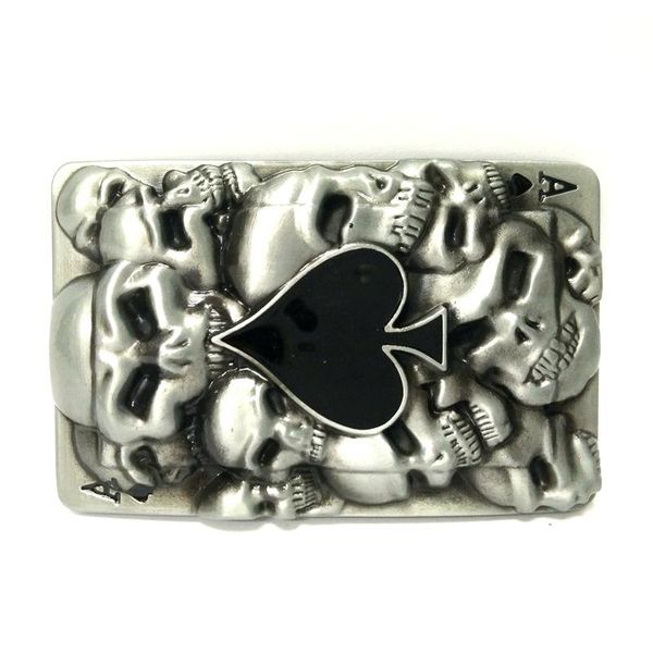 

poker spades a skull belt buckle metal big for mens belts accessories, Black;brown