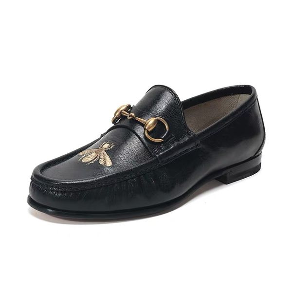 

2021 designer mules princetown flat soled casual shoes authentic cowhide metal buckle mocassin shoes leather men women trample lazy shoes, Black