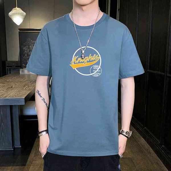 

2021 summer new men's short sleeve fashion trendy brand t-shirt leisure sports style korean letter round neck shirt, White;black
