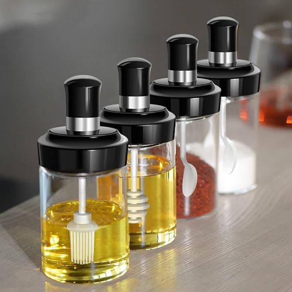

storage bottles & jars cruet condiment seasoning set for spices pepper sprays salt spoon honey sticks oil brush rod kitchen accessories