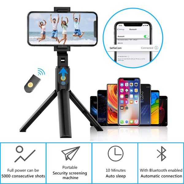 

extendable bluetooth selfie stick with wireless remote, tripod, compatible monopods
