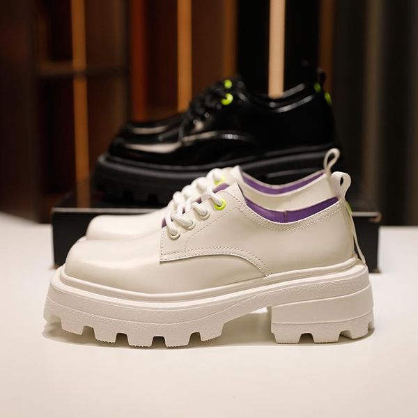 

dress shoes song yanfei the same british small leather female 2021 autumn with skirt jk thick heel retro lace-up square toe, Black