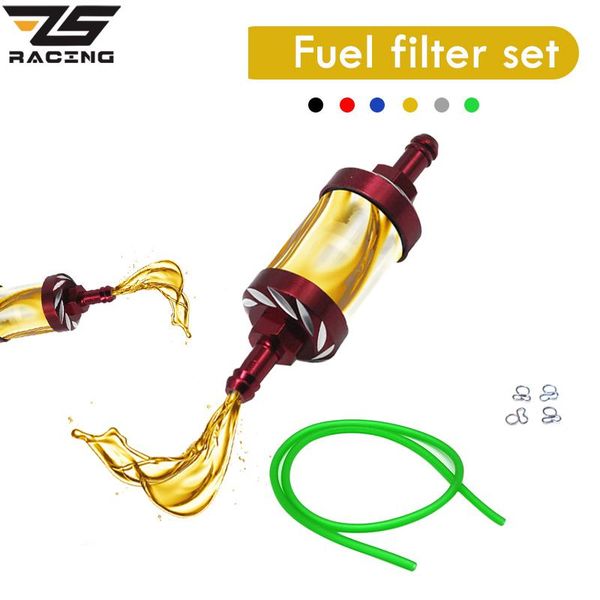 

parts zs racing universal gas fuel filter scooter 8mm oil petrol inline hose pipe with clips for dirt bike atv quad
