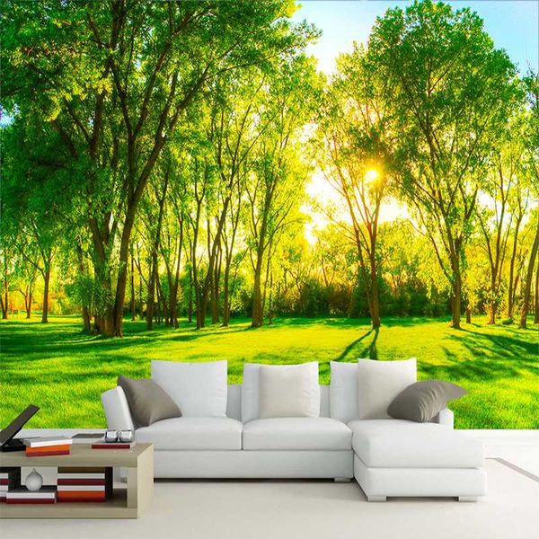 

fashion custom wall mural sunshine pastoral wallpaper bedroom living room tv background nature canvas fabric painting wallpapers