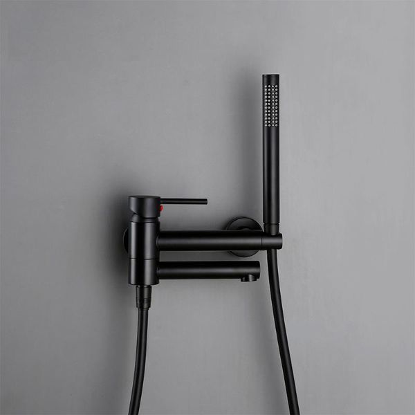 

brass black wall-mounted and cold mixed type bathtub spout hand spray shower seat bathroom faucet sets