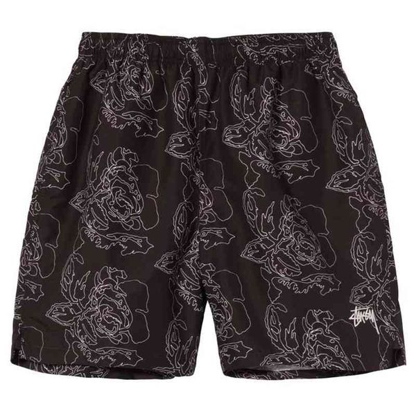 

summer new rose design casual street hiphop fitness polyester fast dry breathing men shorts, White;black