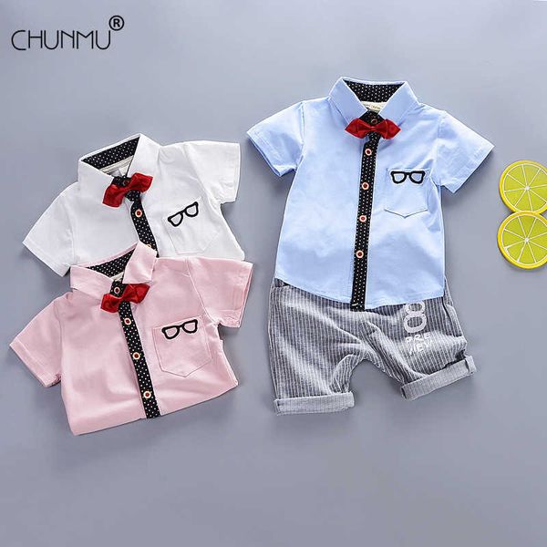 Baby Jungen Kleidung Sets Gentleman Kinder Jungen Kleidung Anzug für Sommer Kinder Sport Outfit Kleinkind Mädchen Kleidung T-Shirt Hosen Krawatte x0902