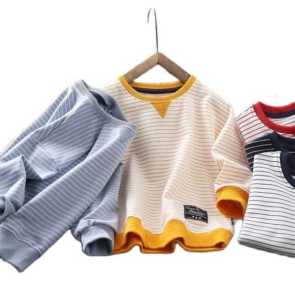 

vidmid boys sweatshirt cotton spring and autumn wear foreign style children's striped pullover boys clothes p767 211029, Black