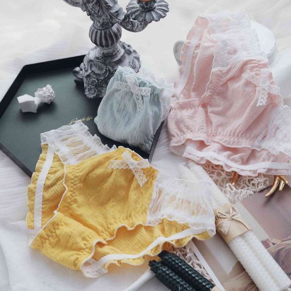 

2021 new cotton girl's briefs star mesh lovely ear ee women's underwear, Black;pink