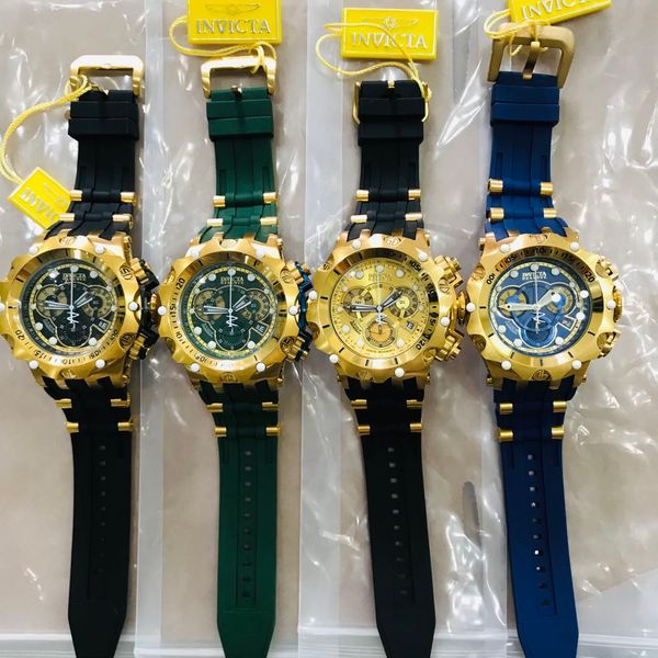 

2021 invicta luxury brand men's quartz watch 52mm rotating large dial chronograph silicone strap reloj de hombres, Slivery;brown