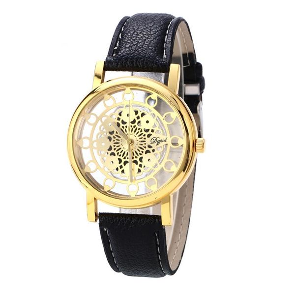 

wristwatches luxury fashion women hollow dial watch leather roman quartz wrist case kadin kol saati zegarki damskie smart clock, Slivery;brown