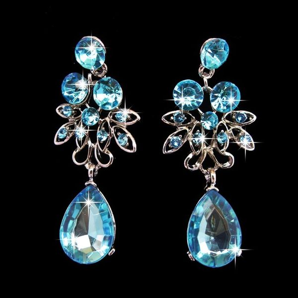 

earrings & necklace 2021 alloy rhinestone pendant bridal set, Silver