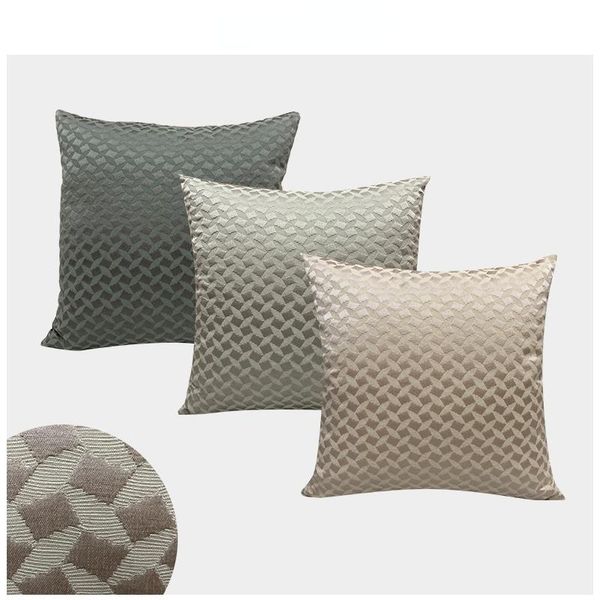 

cushion/decorative pillow nordic pure color cover designer luxury cushion yarn-dyed jacquard sofa simple small square bedroom