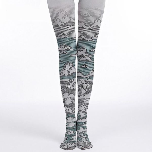 

footies blue sky and white clouds print youth girl tight dropship bulk