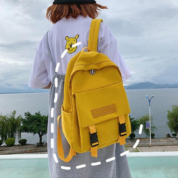 

backpack large capacity solid color simple women lapbackpacks reusable male college school bag couple travel pack