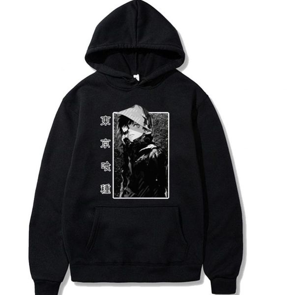 

men's hoodies & sweatshirts anime tokyo ghoul ken kaneki men hoodie hip hop loose fleece sweatshirt streetwear harajuku male clothes, Black