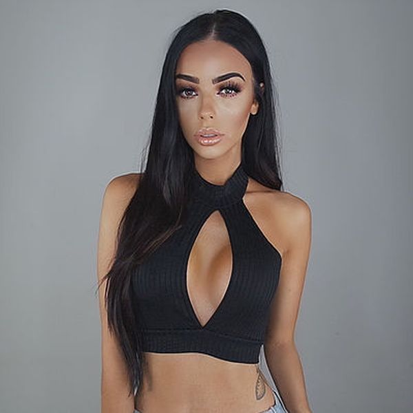 Sexy Femmes Mode Crop Tops Couleur Unie Débardeurs Bustier Soutien-Gorge Gilet Low Cut Poitrine Crop Top Bralette Sans Manches Casual Vêtements 210522