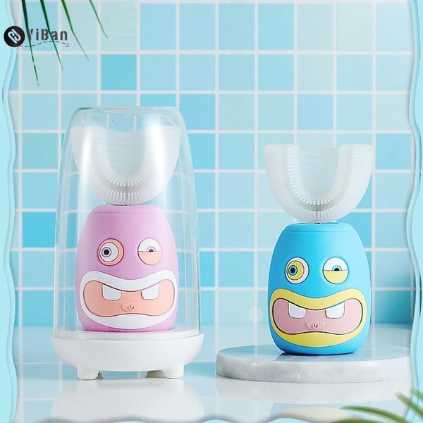 

smart electric toothbrush children kids sonic brush teeth child kid automatic u-shaped cartoon pattern oral cleaning