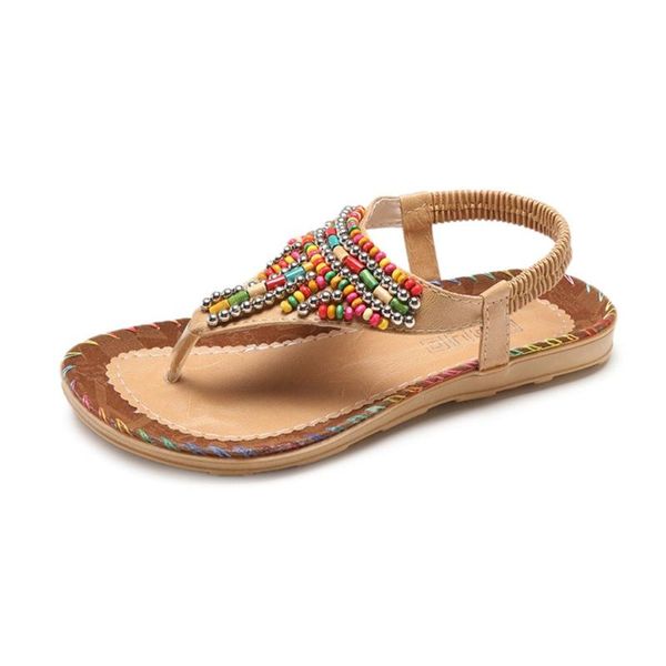 

female bohemian sandals flat women summer ladies shoes casual, Black