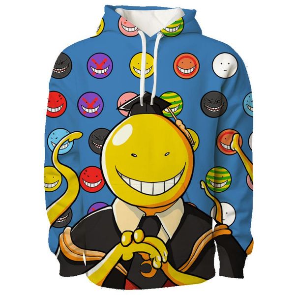 

men's hoodies & sweatshirts 2021 big size koro sensei hoodie anime cartoon assassination classroom 3d print sweatshirt men women haraju, Black