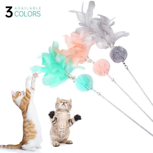 

cat toys pet cats tease interactive plush ball toy stick fun supplies