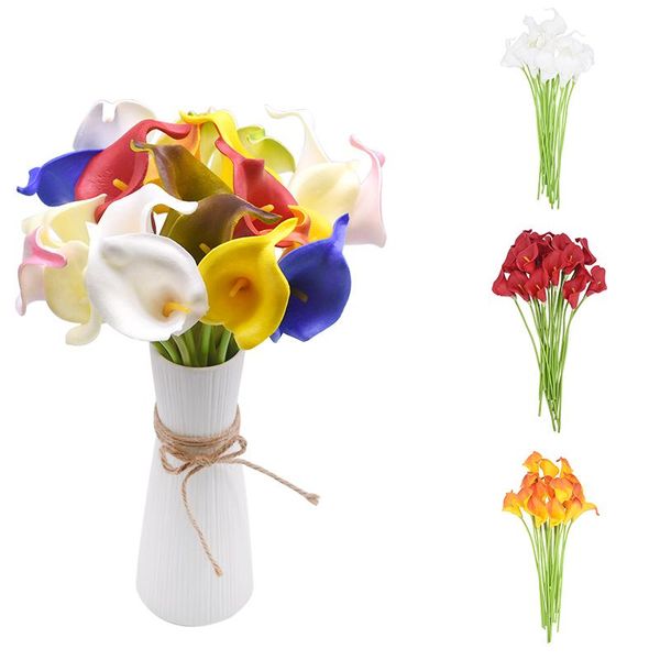 

decorative flowers & wreaths 10pcs artificial pu calla lily bunch fake flower bouquet diy bridal holding flores wedding home decoration