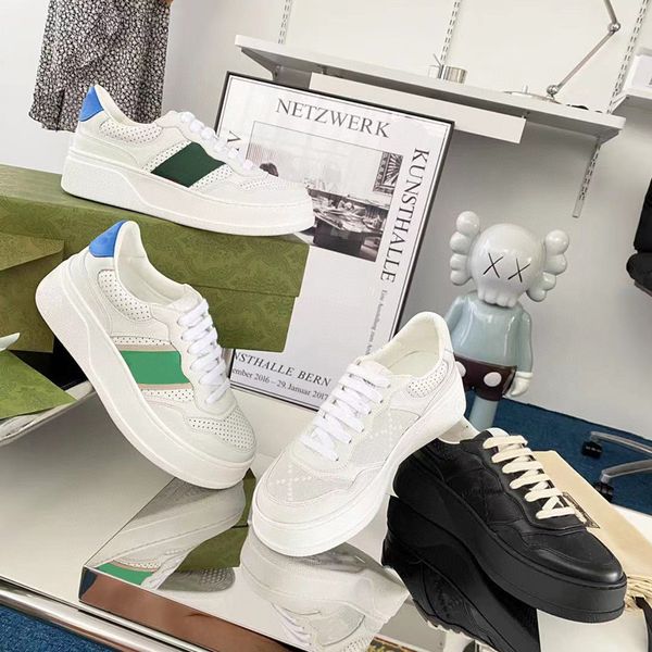

2021 tennis luxurys shoes womens shoe green and red web stripe embroidered letter genuine leather rubber sole stretch cotton low mens sneake, Black