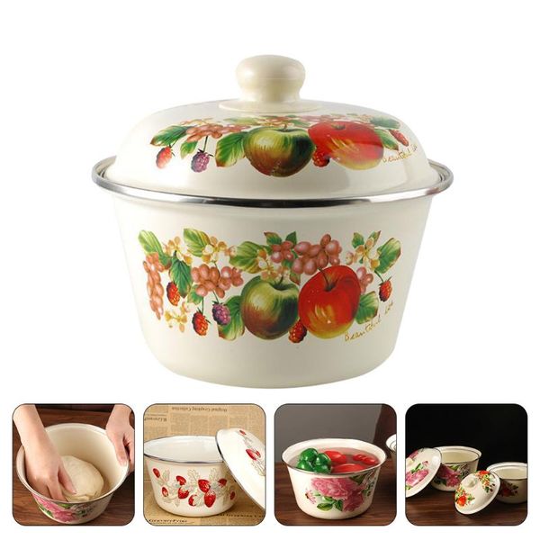 

bowls 1pc home kitchen use thickened storage holder retro (random pattern)