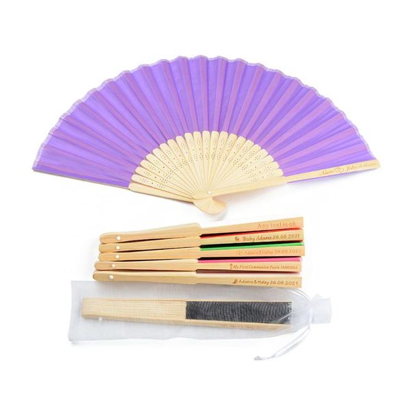 

party favor 50pcs personalized custom folding silk fan,wedding gifts for guests, baby showers, engagement decorations, have organza gift bag