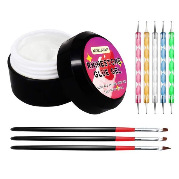 

nail gel 15ml rhinestone glue adhesive with brush and picker pencils for decoration gem jewelry diamond crystal stones, Red;pink