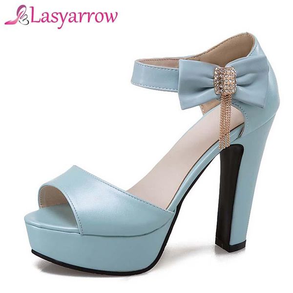 

lasyarrow summer sandal shoes for women 2021 arrival thick heels sandals platform casual tassel metal large size 34-48, Black