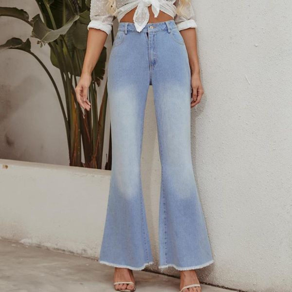 

women's jeans autumn winter blue high waist bleached mom stretch female flare women wash denim wide leg skinny