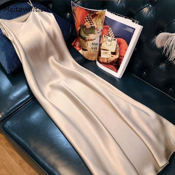 

summer long slip satin womens dress elegant solid spaghetti strap party maxi plus size, Black;gray