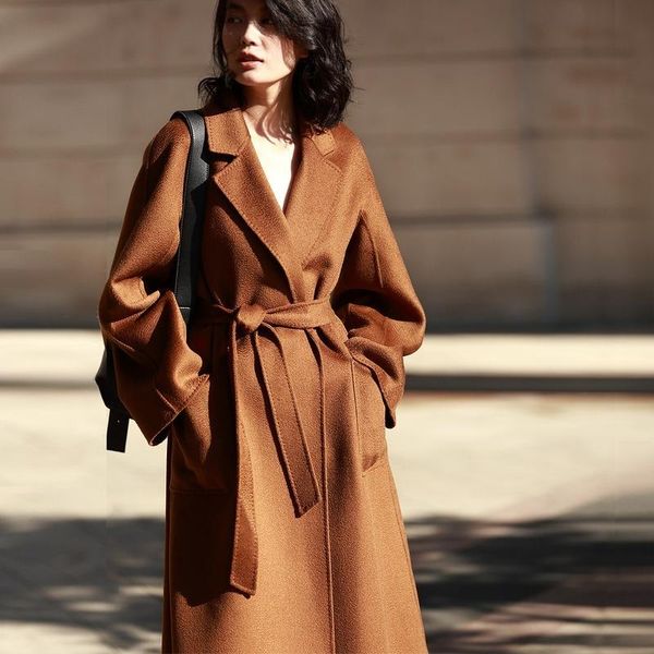 

classic coat double-faced cashmere woolen female wavy winter women women's wool & blends, Black